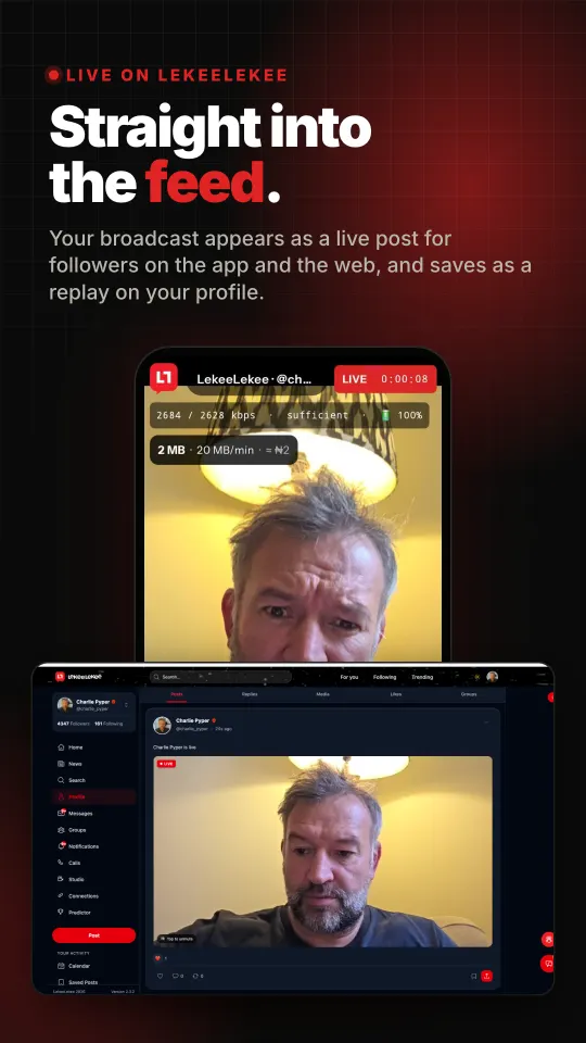 Your broadcast goes straight into the LekeeLekee feed